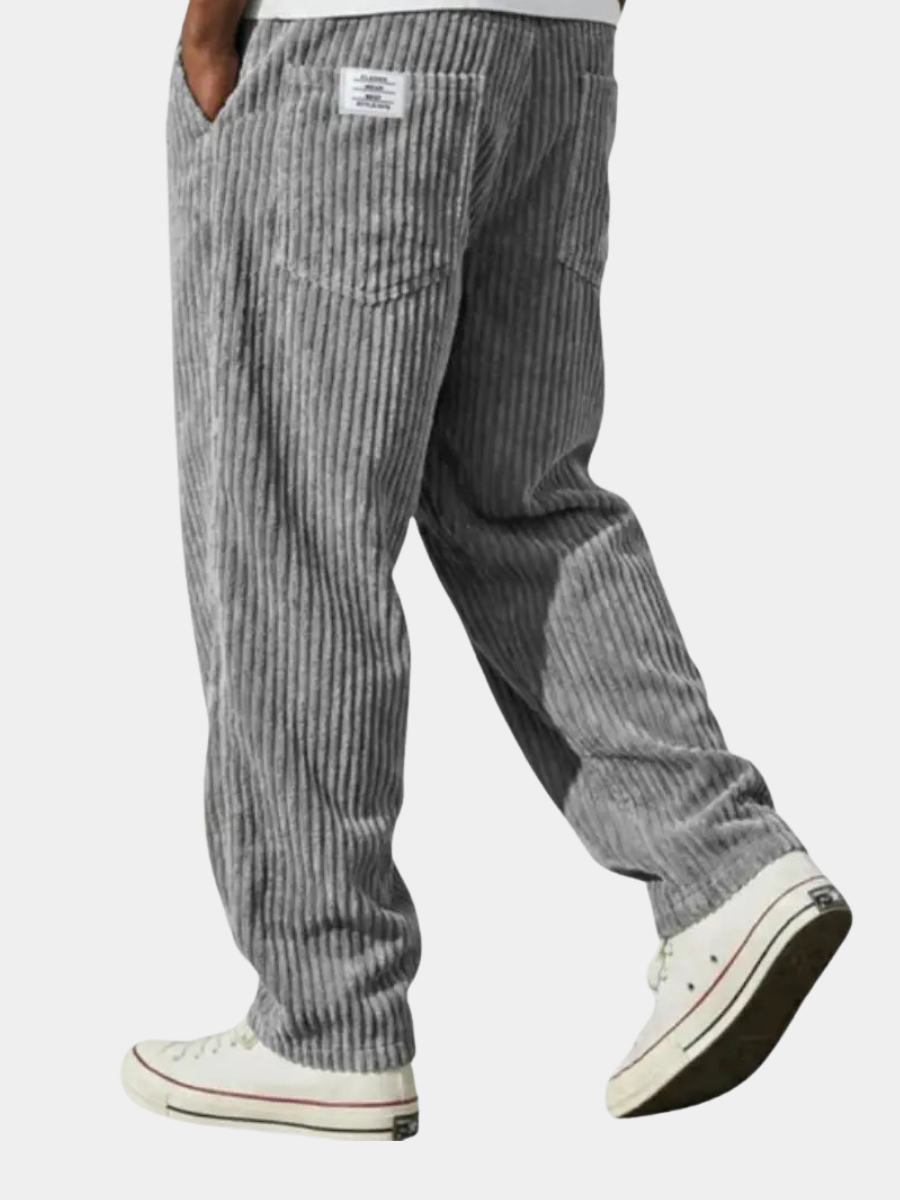 Corduroy Trousers with Relaxed Fit Waistband for Men