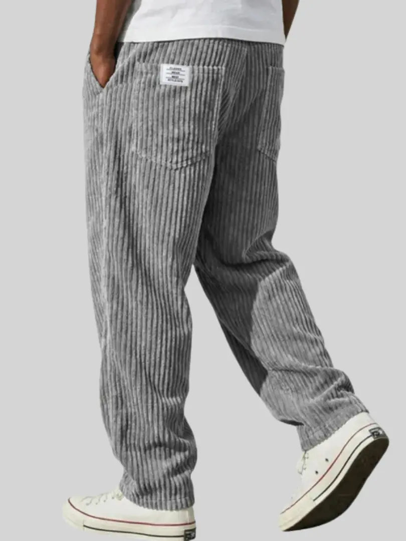 Corduroy Trousers with Relaxed Fit Waistband for Men