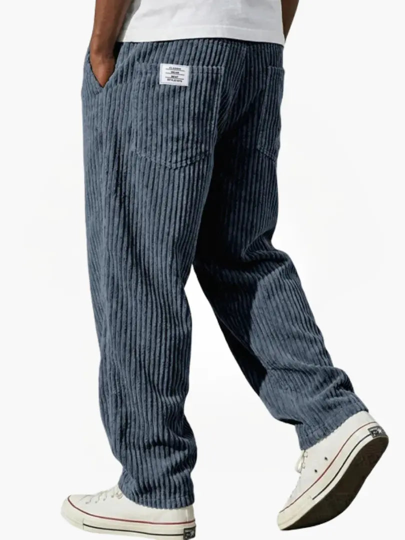 Corduroy Trousers with Relaxed Fit Waistband for Men