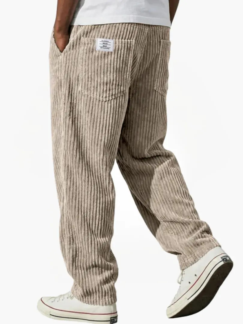 Corduroy Trousers with Relaxed Fit Waistband for Men