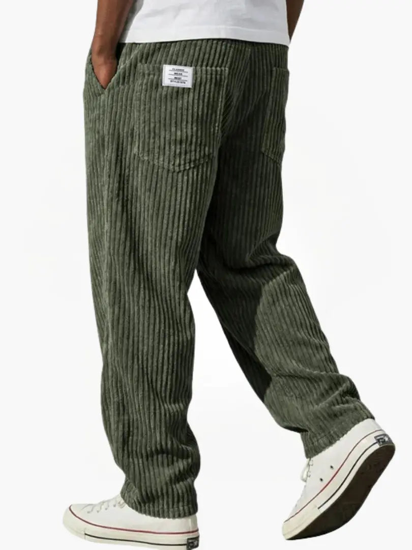 Corduroy Trousers with Relaxed Fit Waistband for Men