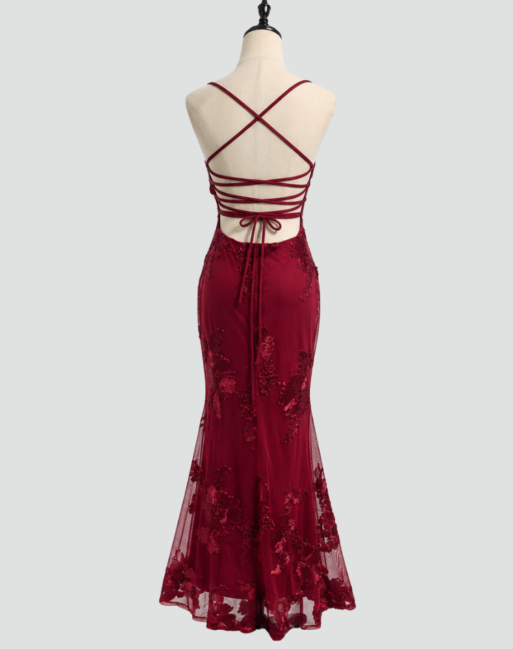 Corset Bodice Formal Maxi Dress with Floral Textured Detailing for Women