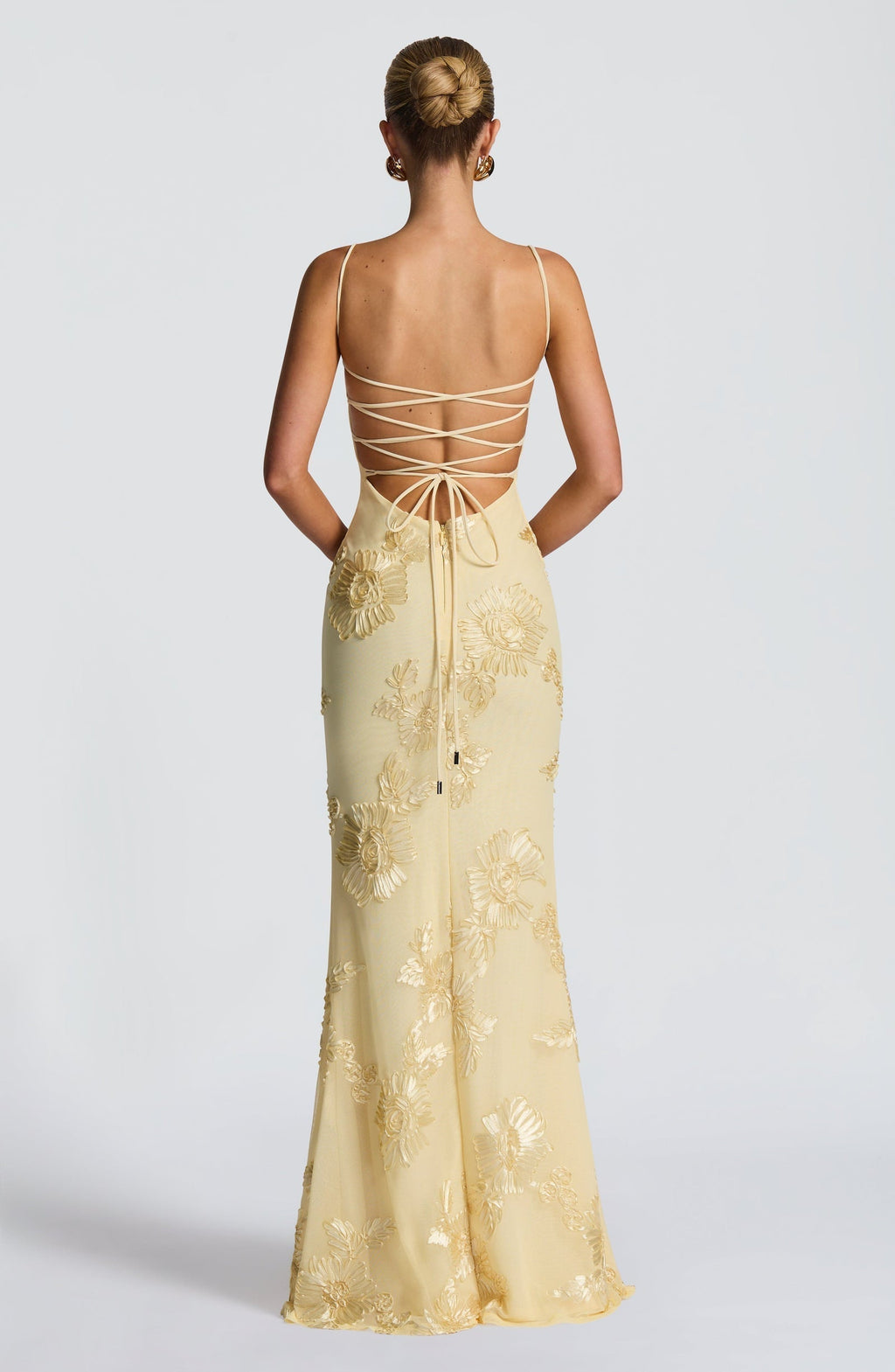 Corset Bodice Formal Maxi Dress with Floral Textured Detailing for Women
