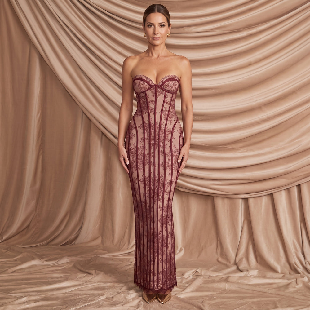 Corset Bodice Maxi Dress with Sweetheart Neckline for Women