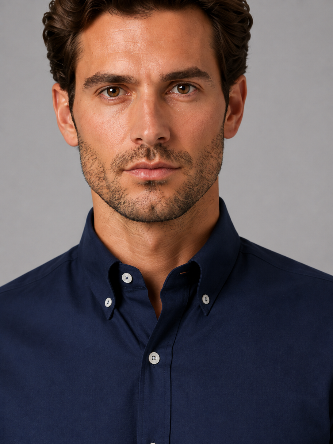 Cotton Blend Shirt with Button Down Collar for Men