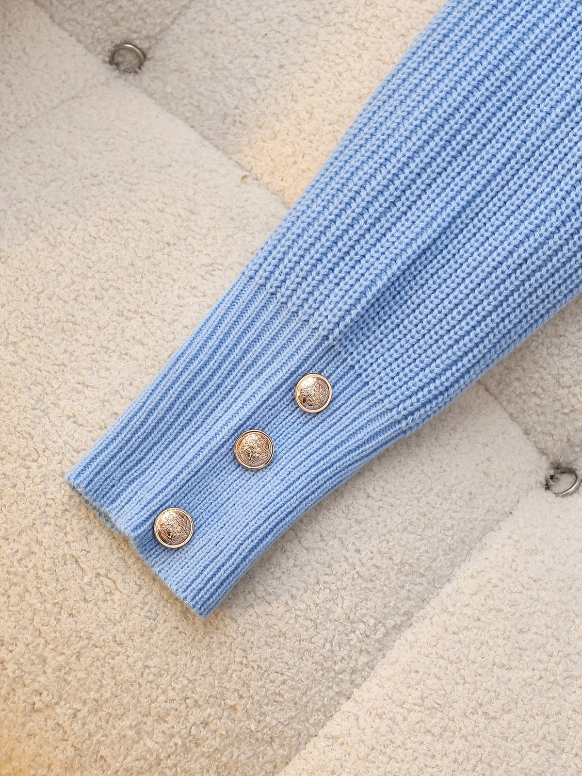 Cowl Neck Jumper with Rib Knit and Button Cuffs for Womens