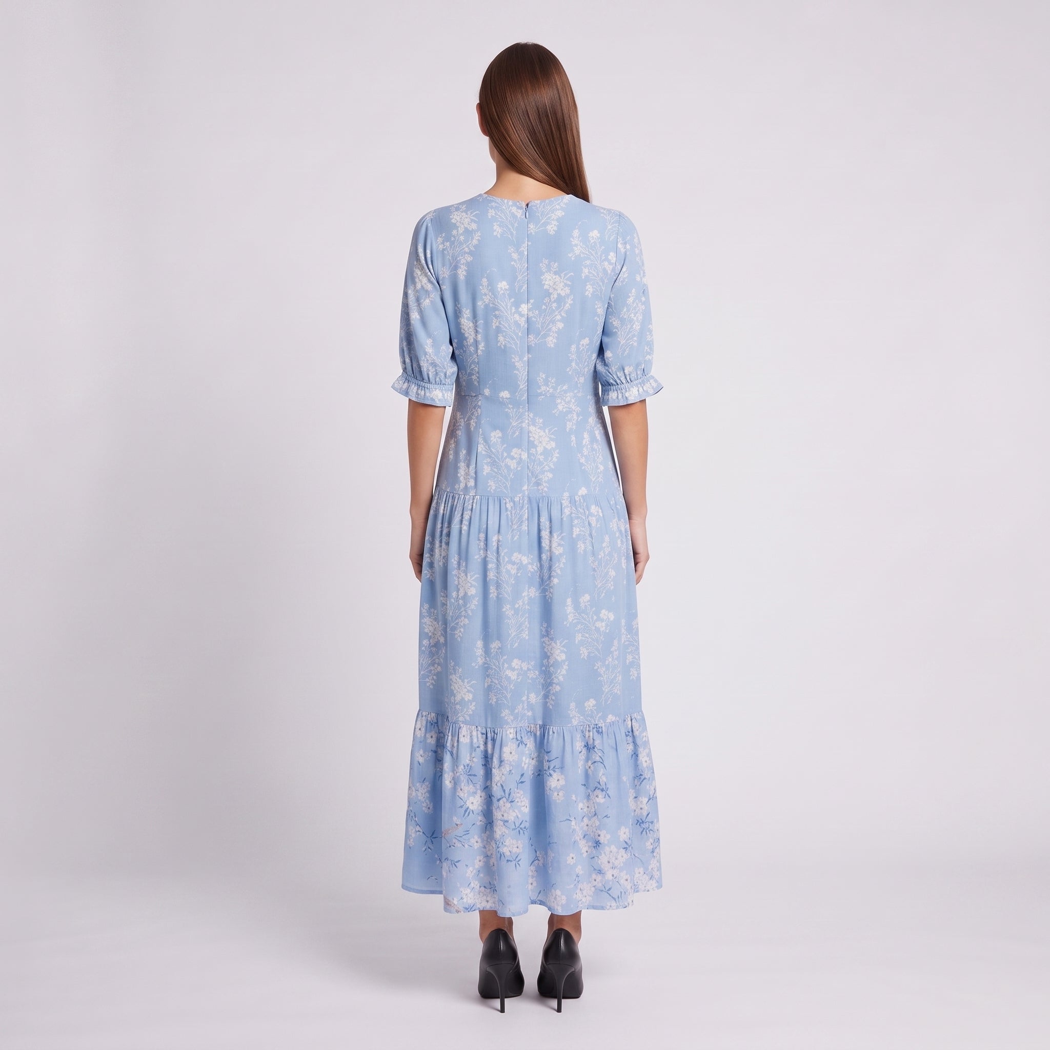 Floral Maxi Dress with Tassel Tie Neckline for Women
