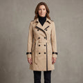 Belted Trench Coat with Notched Lapel Collar for Women