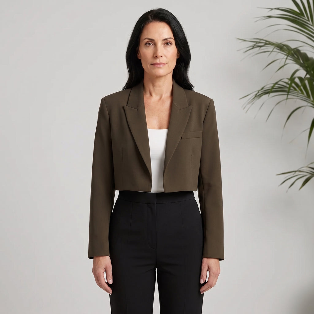 Cropped Blazer with Notched Lapels for Women