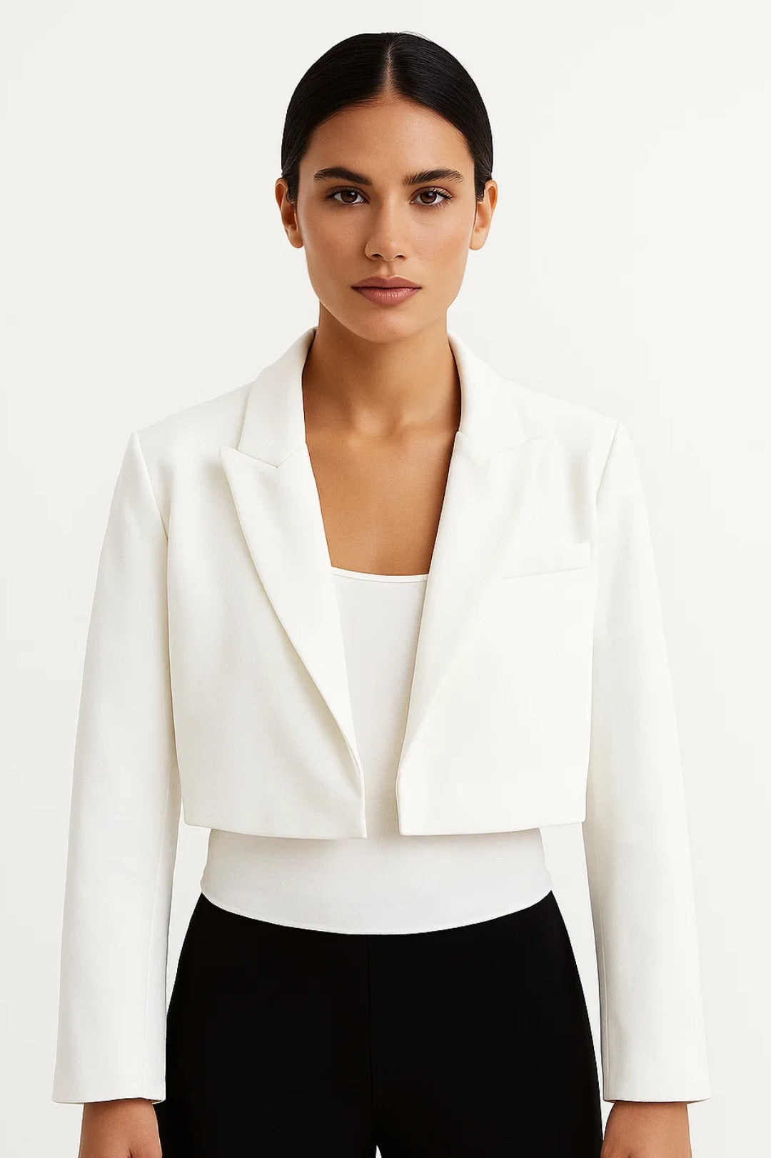 Cropped Blazer with Notched Lapels for Women