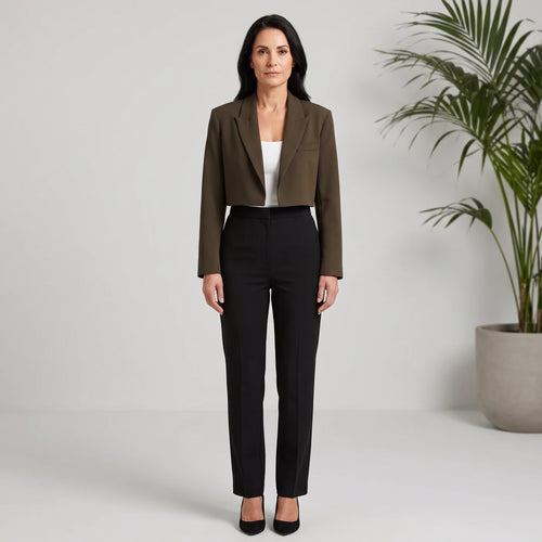 Cropped Blazer with Notched Lapels for Women