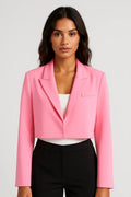 Cropped Blazer with Notched Lapels for Women