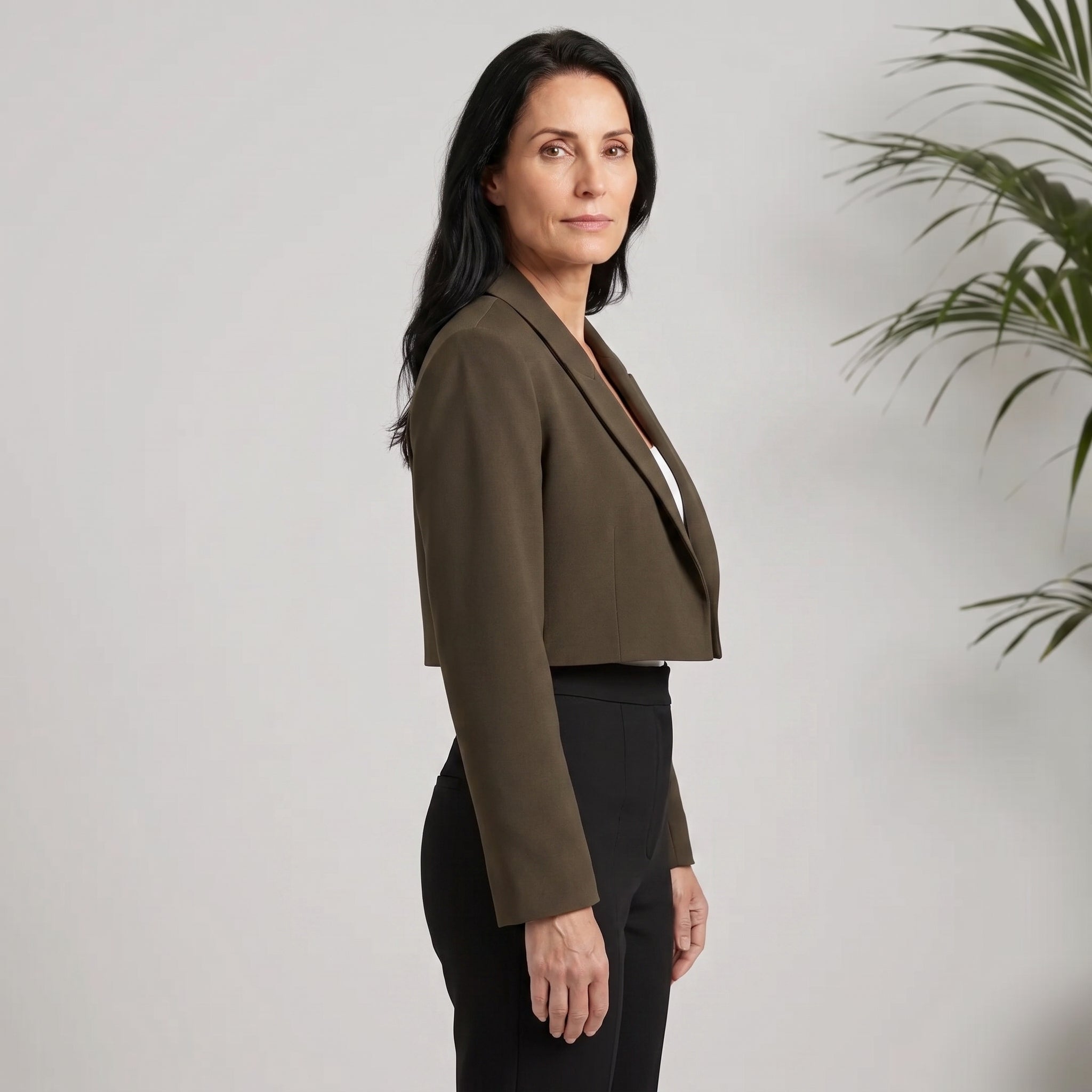 Cropped Blazer with Notched Lapels for Women