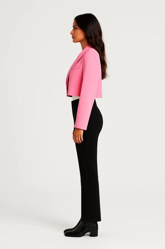 Cropped Blazer with Notched Lapels for Women