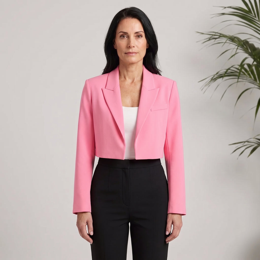 Cropped Blazer with Notched Lapels for Women