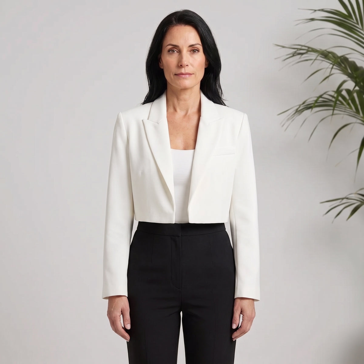 Cropped Blazer with Notched Lapels for Women