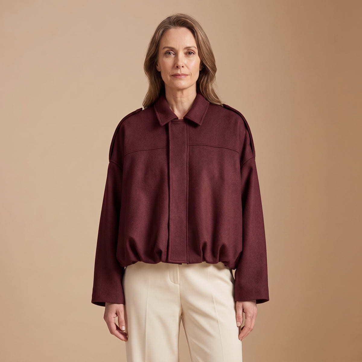 Cropped Bomber Jacket with Dropped Shoulders for Women