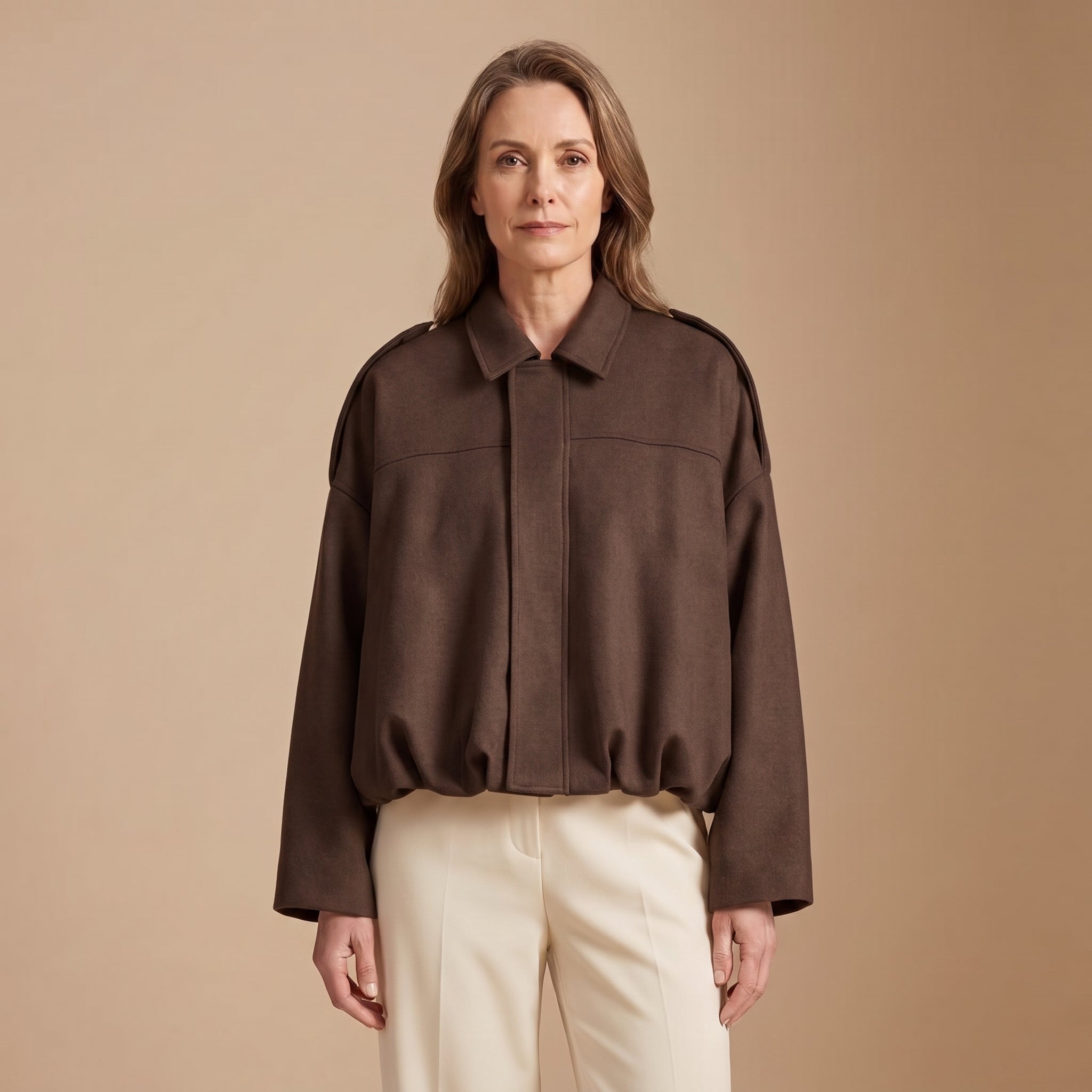 Cropped Bomber Jacket with Dropped Shoulders for Women