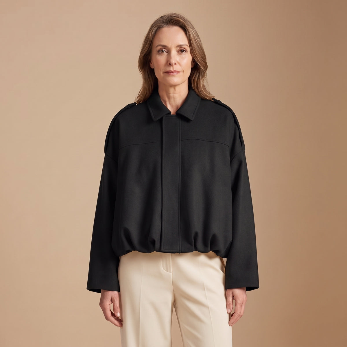 Cropped Bomber Jacket with Dropped Shoulders for Women