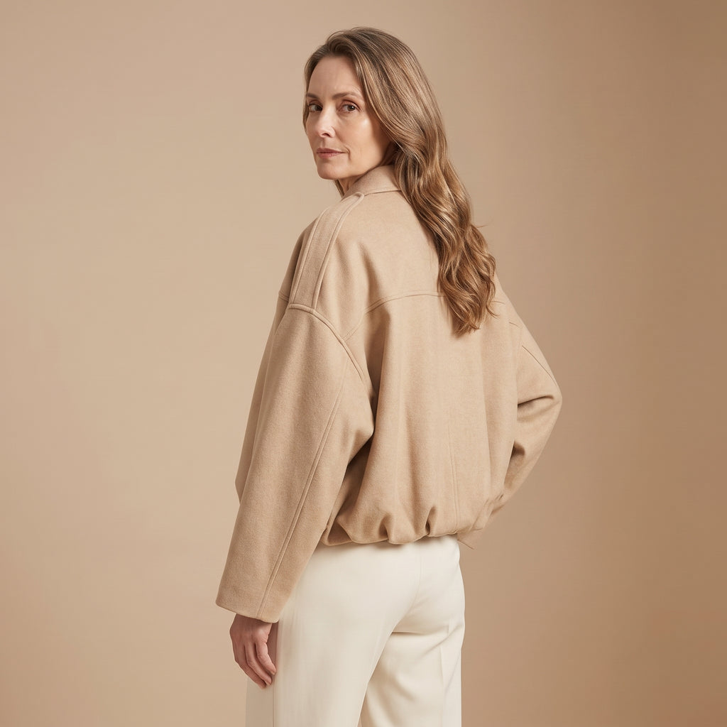 Cropped Bomber Jacket with Dropped Shoulders for Women