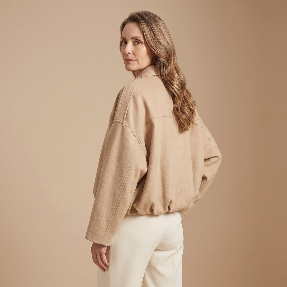 Cropped Bomber Jacket with Dropped Shoulders for Women