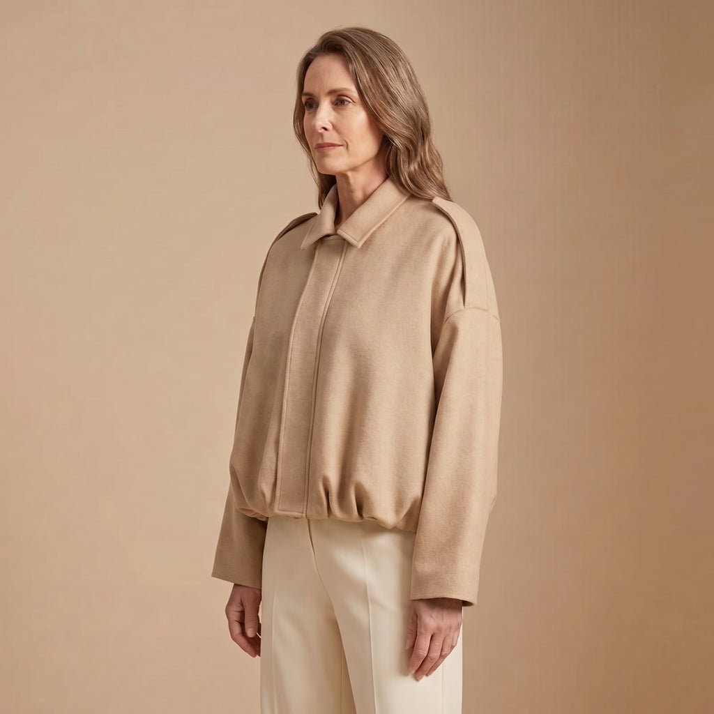 Cropped Bomber Jacket with Dropped Shoulders for Women