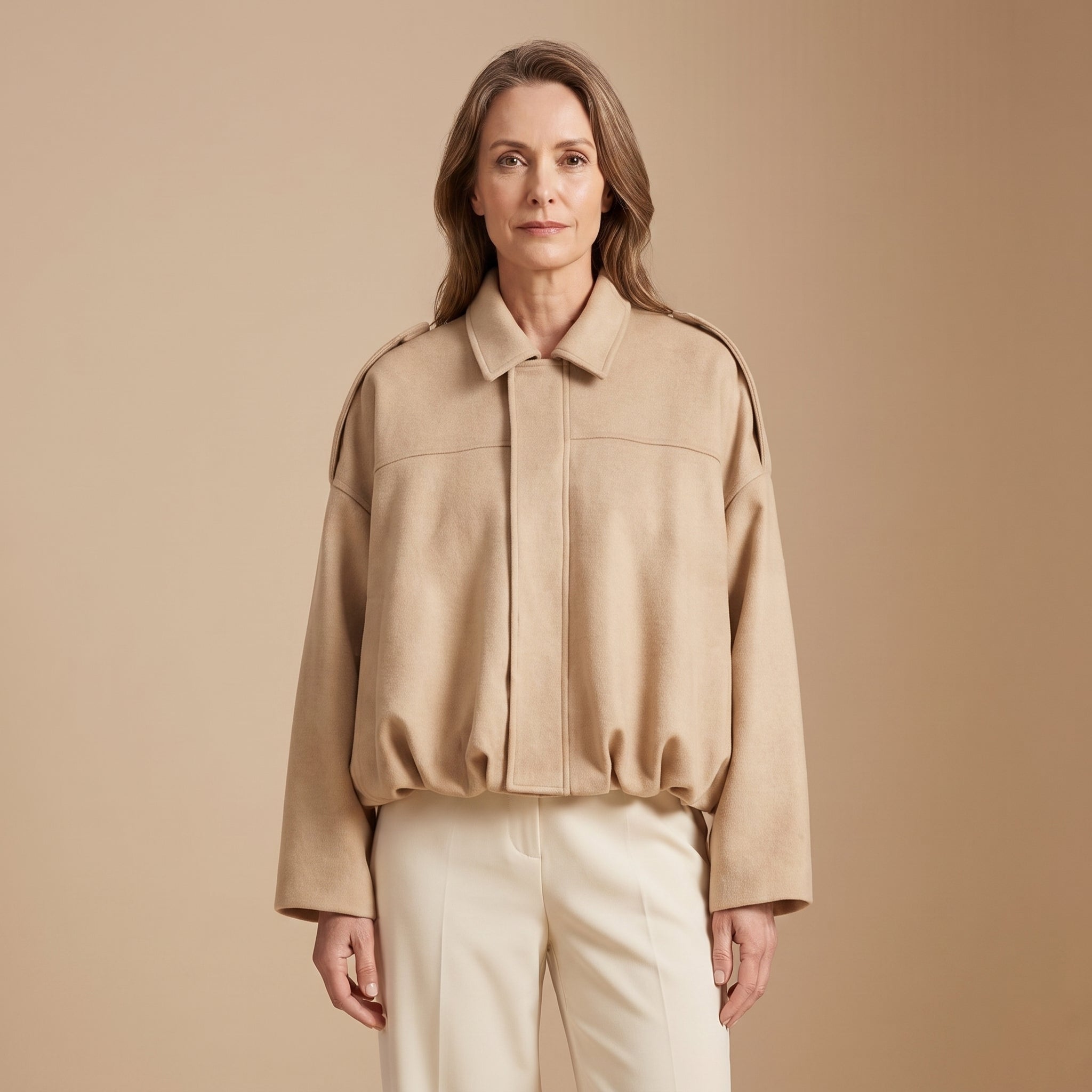 Cropped Bomber Jacket with Dropped Shoulders for Women