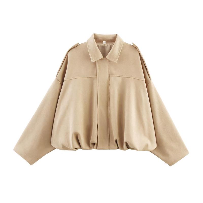 Cropped Bomber Jacket with Dropped Shoulders for Women