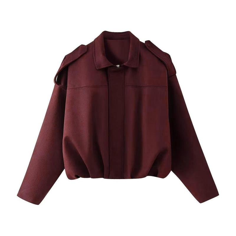 Cropped Bomber Jacket with Dropped Shoulders for Women