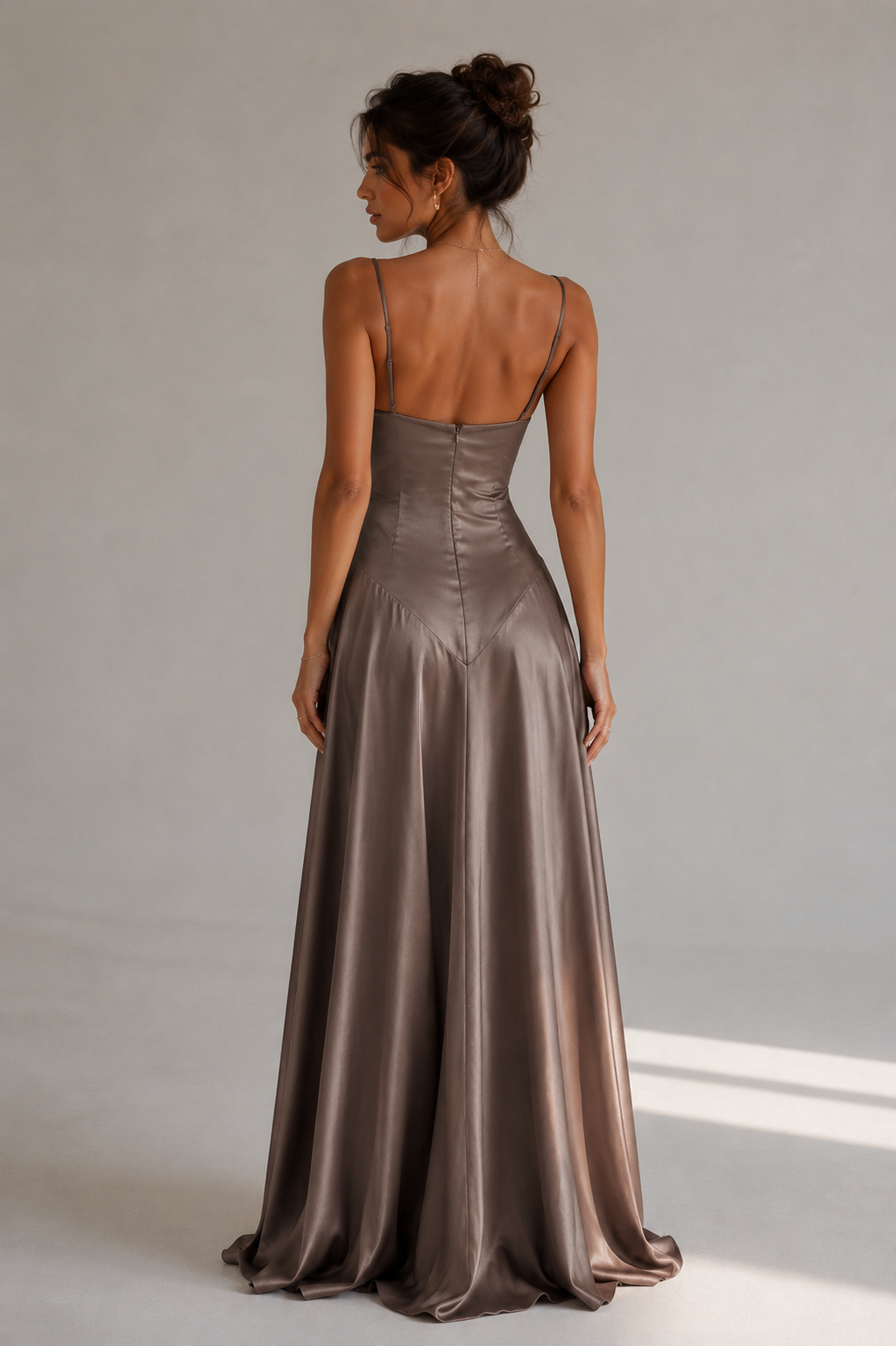 Elly | Elegant satin maxi dress with a back tie