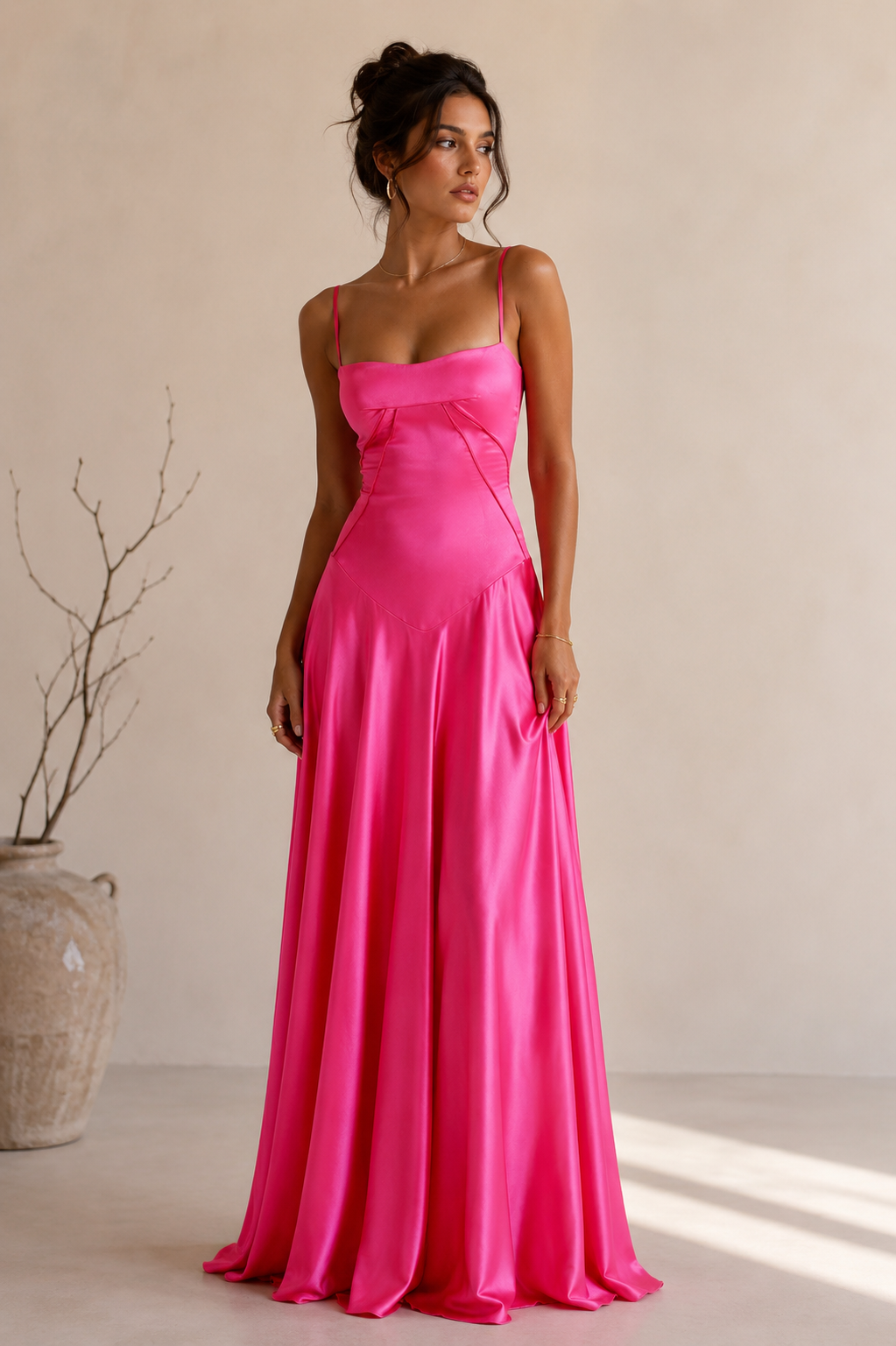 Elly | Elegant satin maxi dress with a back tie