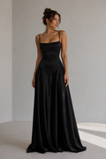 Elly | Elegant satin maxi dress with a back tie