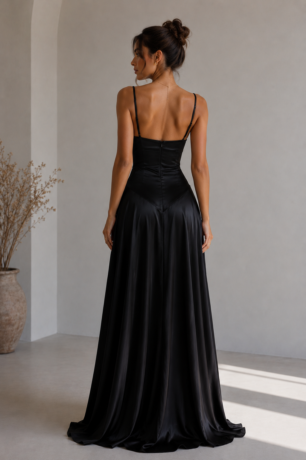 Elly | Elegant satin maxi dress with a back tie