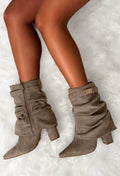 Faux Suede Ruched Ankle Boots with Pointed Toe for Women