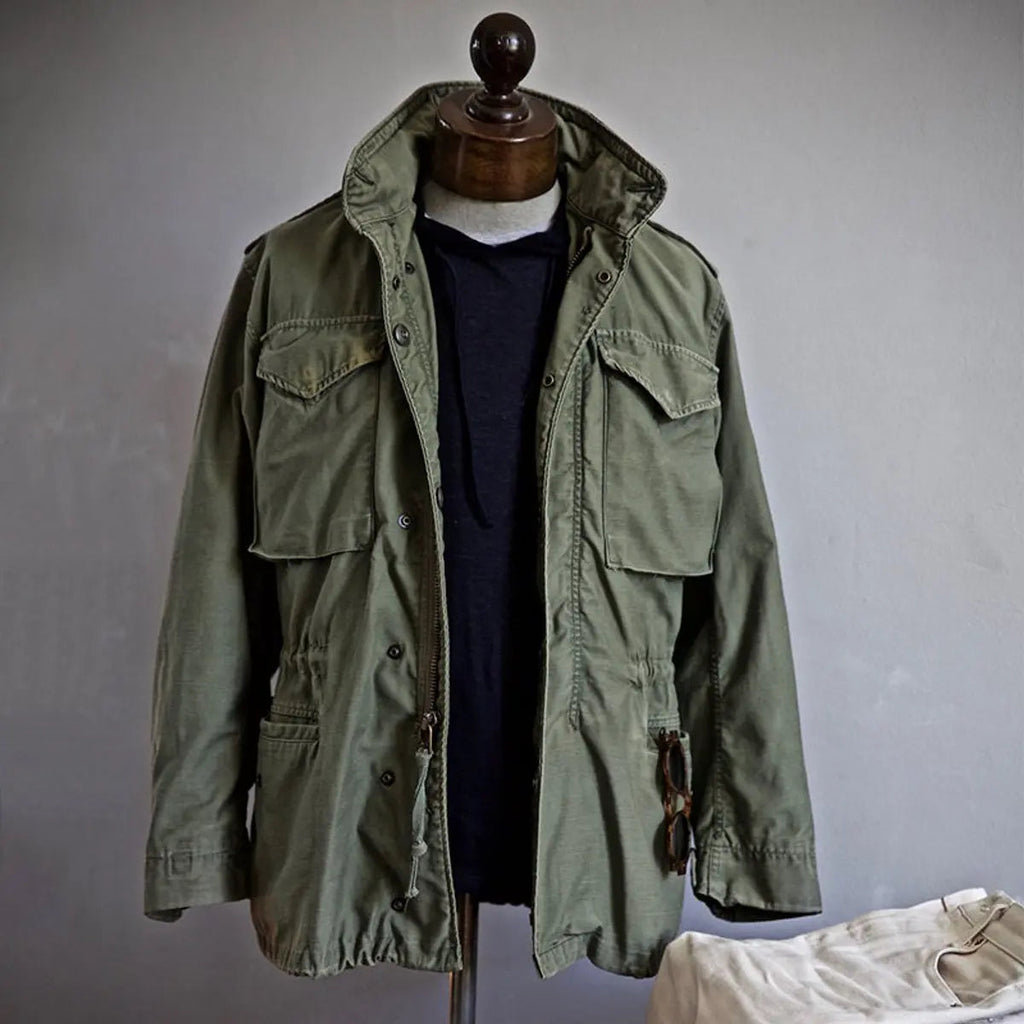 Field Jacket with Cargo Pockets and Drawstring for Mens