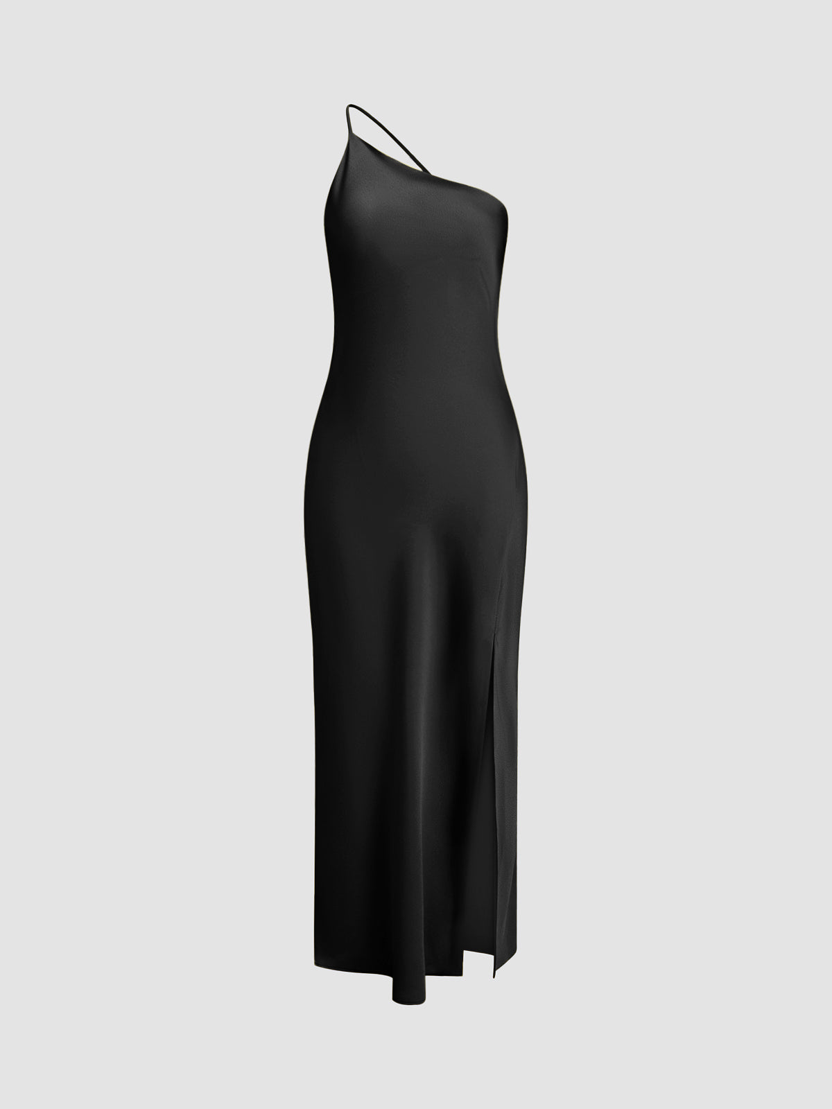 Fitted Midi Dress with Asymmetrical Neckline for Women