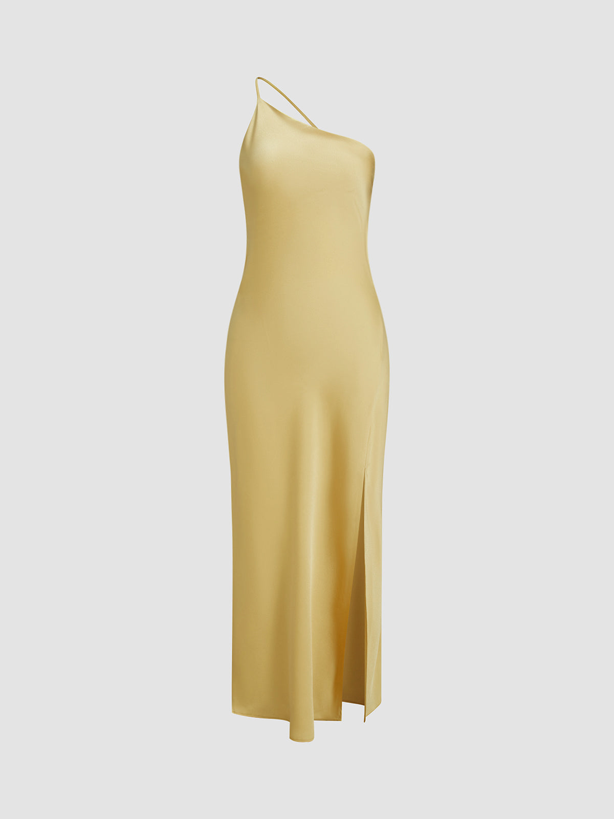 Fitted Midi Dress with Asymmetrical Neckline for Women