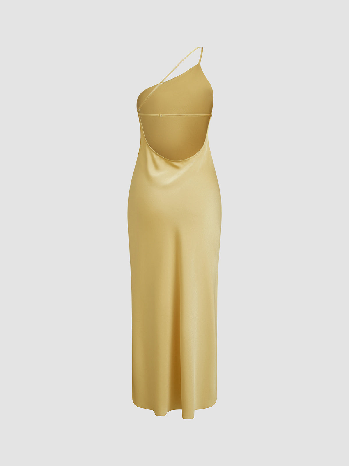 Fitted Midi Dress with Asymmetrical Neckline for Women