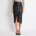 Fitted Midi Pencil Skirt with Gathered Wrap Front for Women