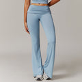 Flared Leg Yoga Pants with Fold-Over Waistband for Women