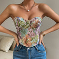 Floral Bustier Top with Sweetheart Neckline for Women