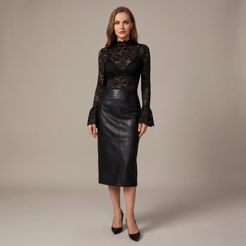 Floral Paisley Lace Top Flared Cuffs for Women