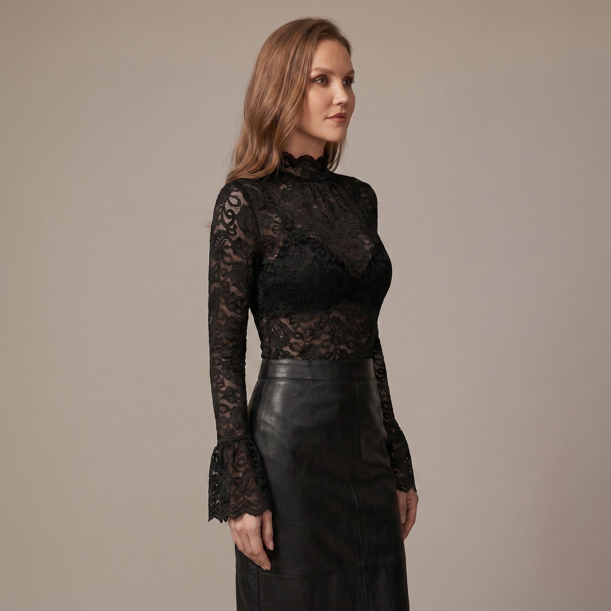 Floral Paisley Lace Top Flared Cuffs for Women