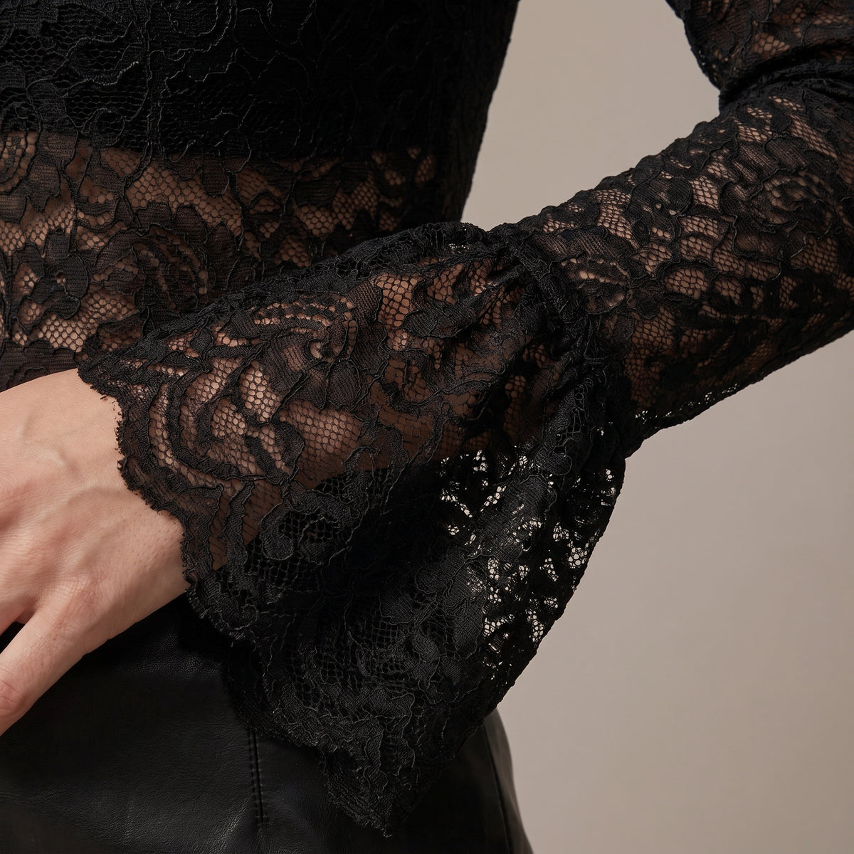 Floral Paisley Lace Top Flared Cuffs for Women