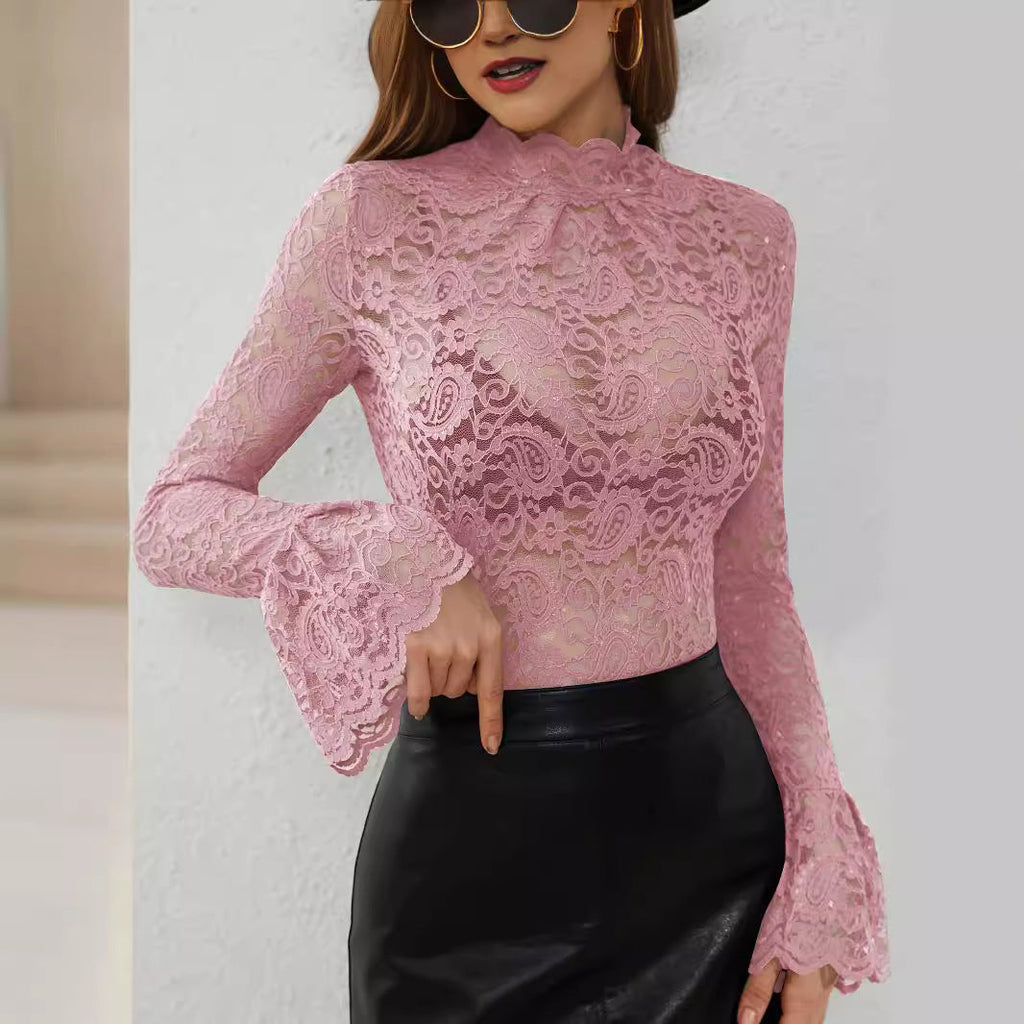 Floral Paisley Lace Top Flared Cuffs for Women