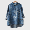 Floral Print Button-Front Collared Blouse for Women