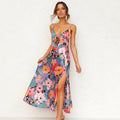 Floral Print Maxi Dress with Front Tie Detail for Women
