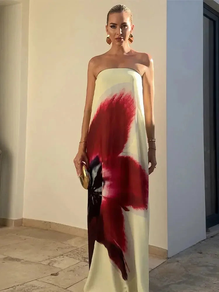 Floral Print Maxi Dress with Side Slit for Women