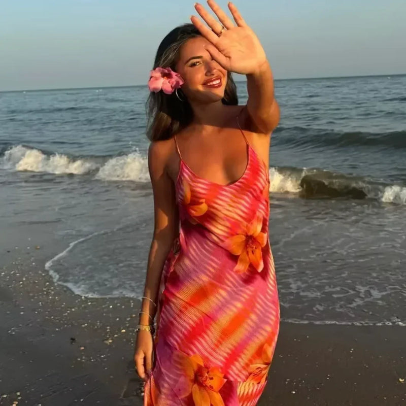 Floral Print Maxi Dress with Side Slit for Women