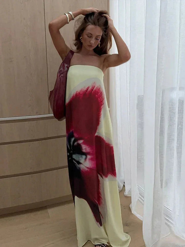 Floral Print Maxi Dress with Side Slit for Women